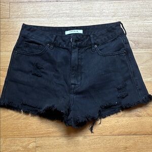 PacSun Black Jean Shorts Distressed Frayed Hem High Rise Festival sz 25